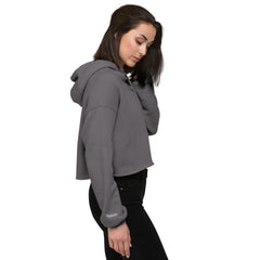Sweat à Capuche Crop-Top Signature V Brodé – Valsen – couleur Tempête