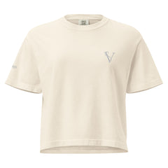 T-shirt Boxy Épais Signature V Brodé – Valsen – couleur Ivoire