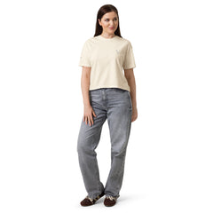 T-shirt Boxy Épais Signature V Brodé – Valsen – couleur Ivoire