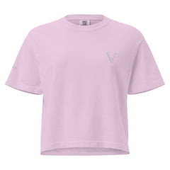 T-shirt Boxy Épais Signature V Brodé – Valsen – couleur Orchidée