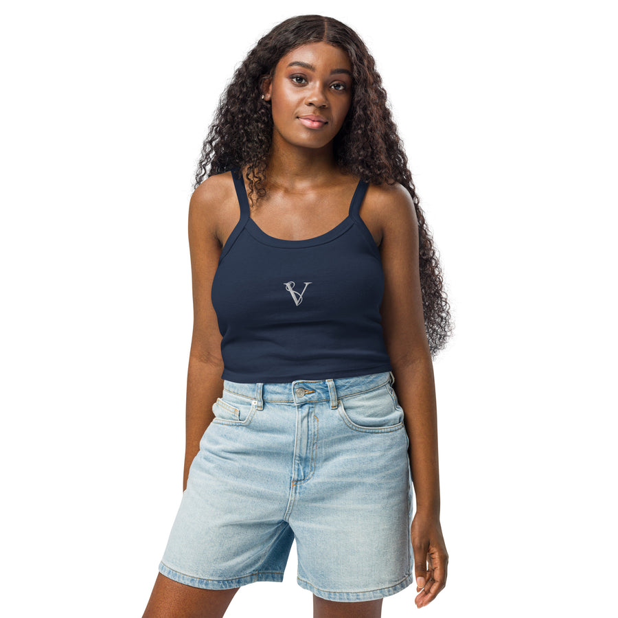Débardeur Côtelé Signature V Brodé – Valsen – couleur Navy